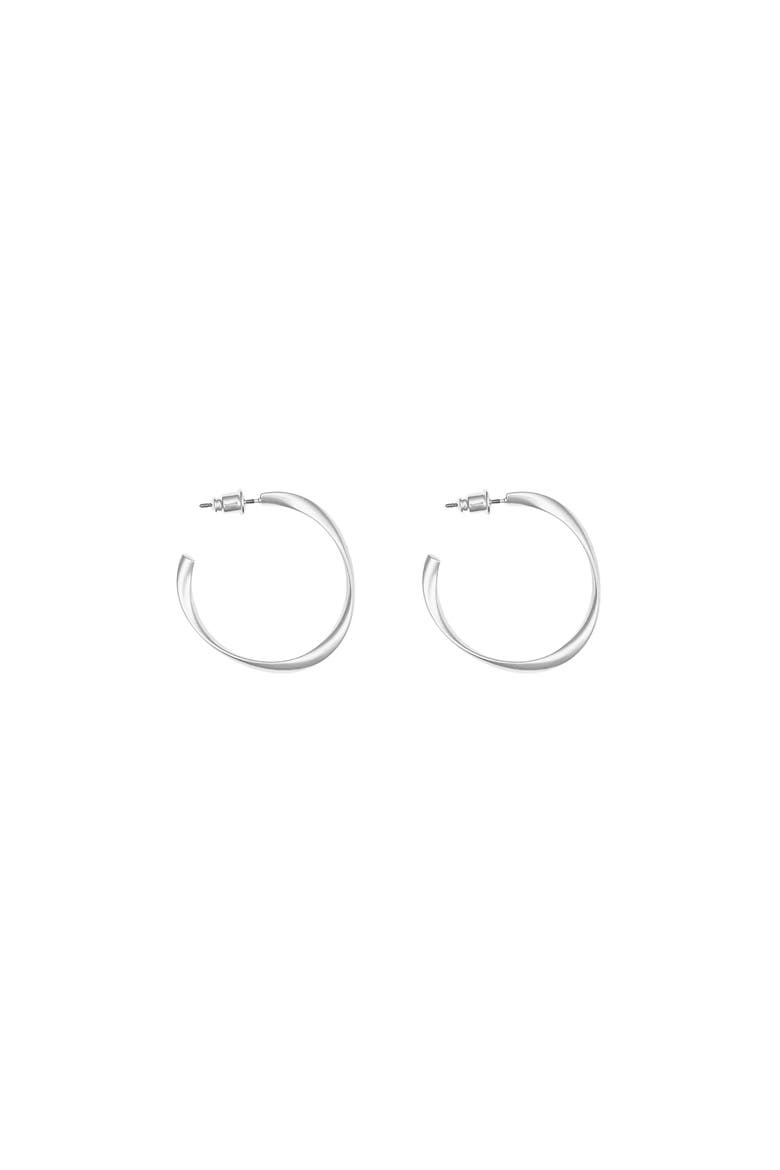 Leslie Small Sculpted Oval Hoop Earrings Dainty Trendy, Alternate, color, Silver