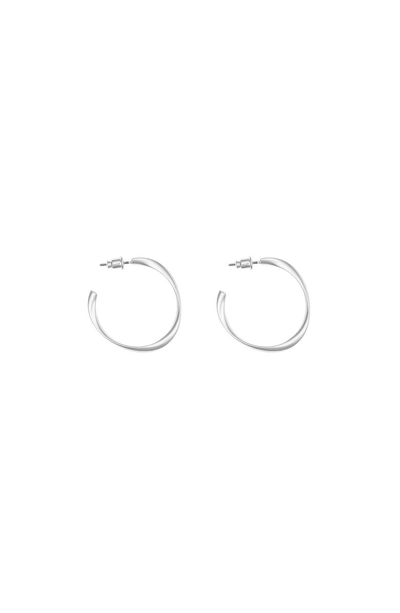 Bearfruit Jewelry Leslie Small Sculpted Oval Hoop Earrings Dainty Trendy, Alternate, color, Silver