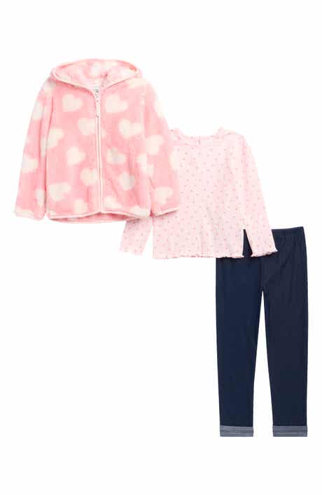 Kids' 3-Piece Fuzzy Hoodie, Top & Leggings Set