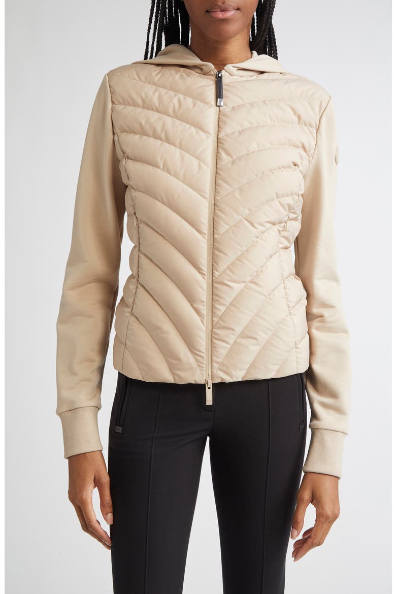 Mixed Media Down Jacket, Main, color, BEIGE SAND