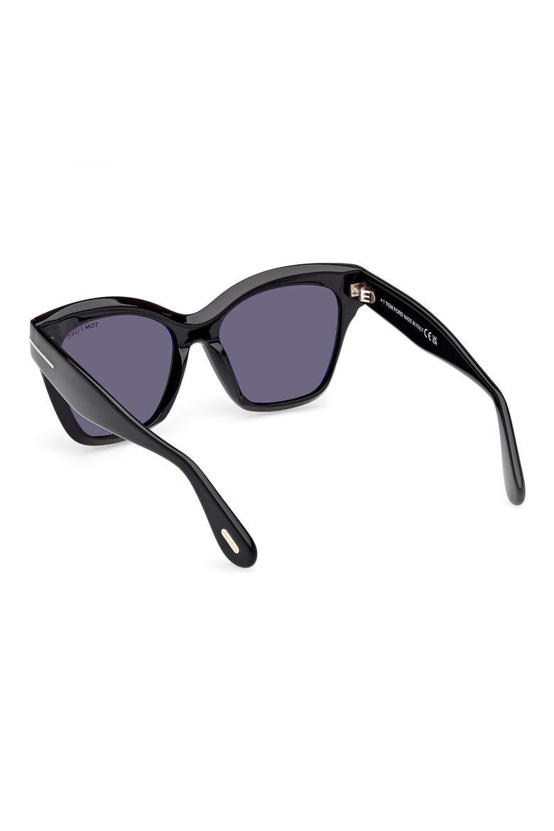 Elvira 55mm Butterfly Sunglasses, Alternate, color, SHINY BLACK / SMOKE