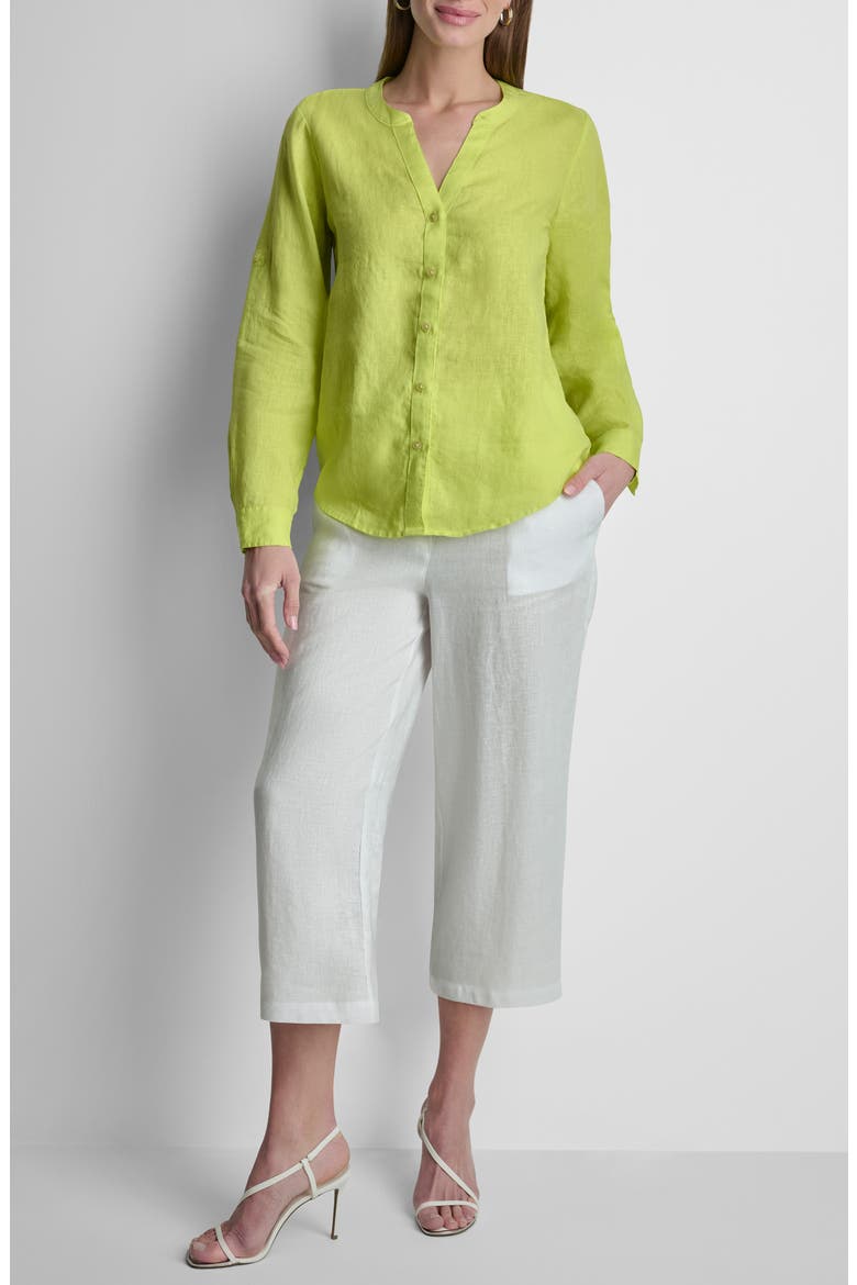 Linen Button-Up Shirt, Alternate, color, LIMEADE
