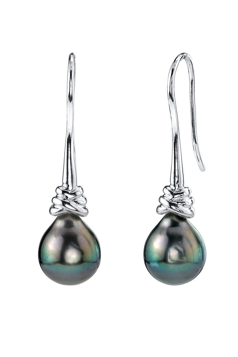 Tahitian South Sea Drop Pearl Denise Earrings, Main, color, Sterling Silver