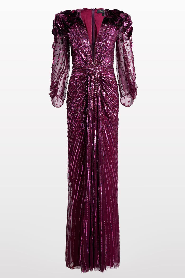 Xenia Sequin-Embellished Maxi Dress, Main, color, Purple Muscadine