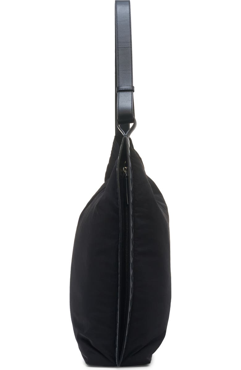 Bottega Veneta Large Nylon Hobo Bag, Alternate, color, 8803 Black/ Silver
