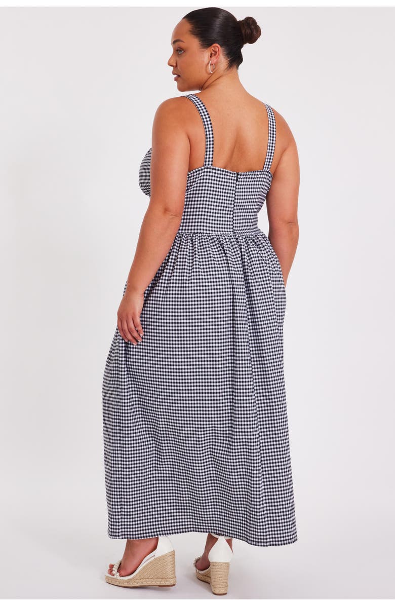 QUIZ Plus Size Gingham Drop Waist Maxi Dress, Alternate, color, Black