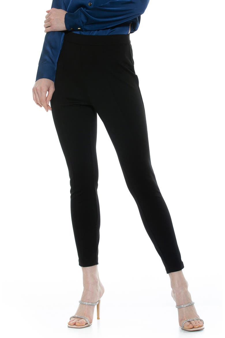 Fiona Fitted Ponté Skinny Pants, Alternate, color, BLACK