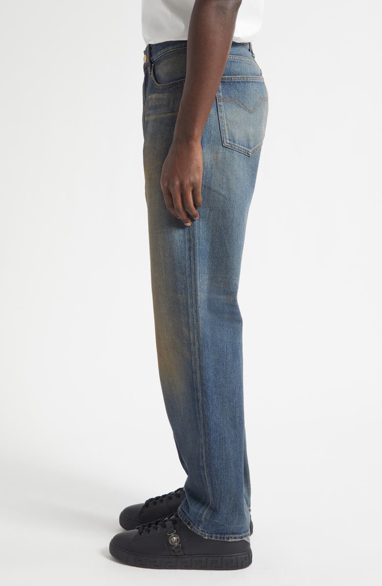 Versace Stop Straight Leg Jeans, Alternate, color, Medium Blue