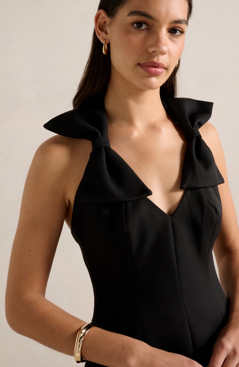 Ever New Amaya Bow Halter Minidress, Alternate, color, Black