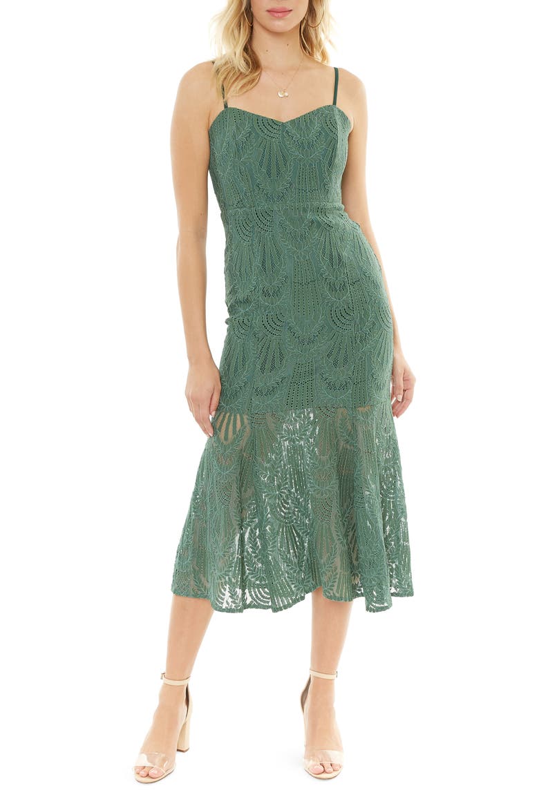 Sleeveless Lace Midi Dress, Main, color, GREEN