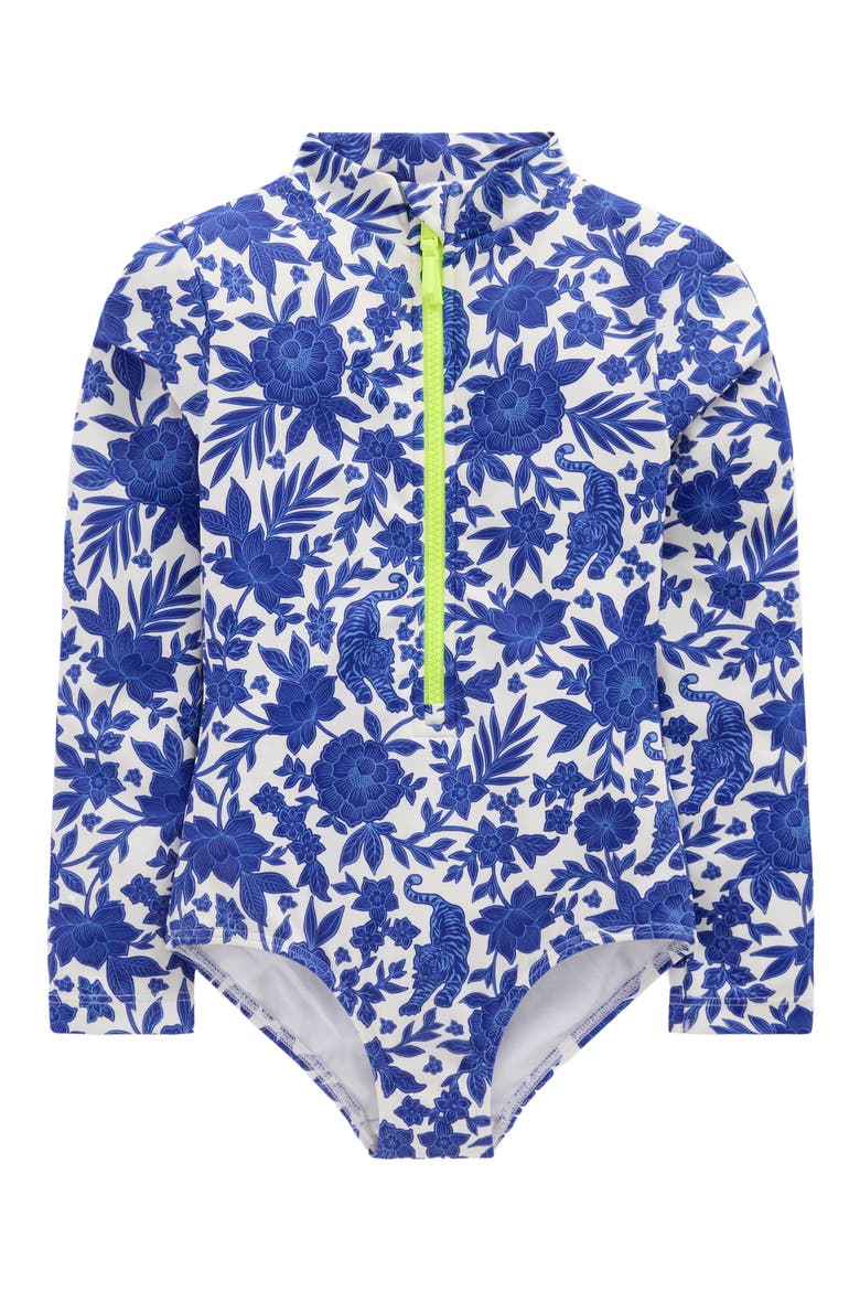 Kids' Long Sleeve One-Piece Rashguard Swimsuit, Main, color, SURF THE WEB JUNGLE WOODBLOCK