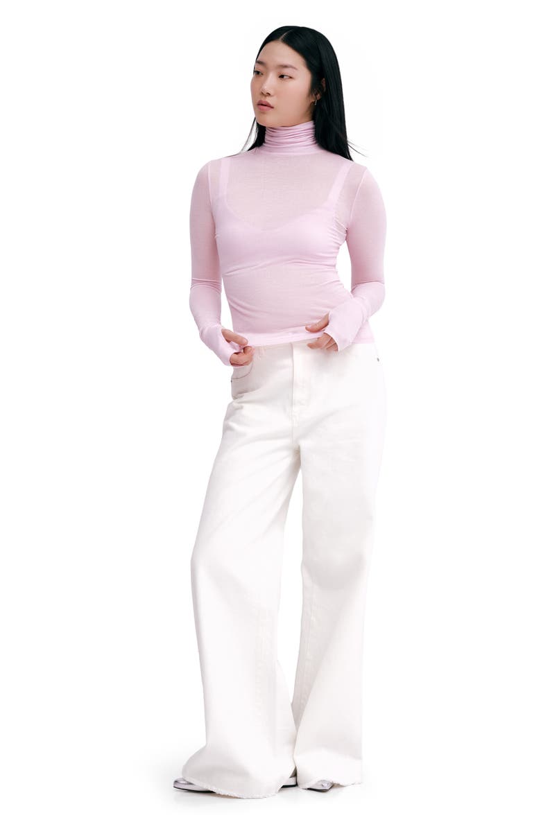 Marcella Eloise Turtleneck Semisheer Jersey Top, Alternate, color, Mauve
