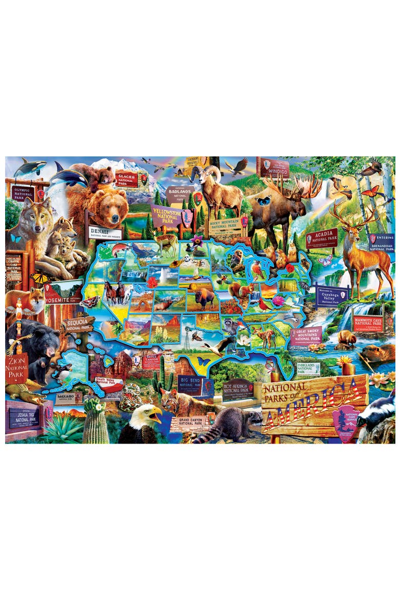 USA Map of National Parks 100pc Puzzle, Alternate, color, Multicolor