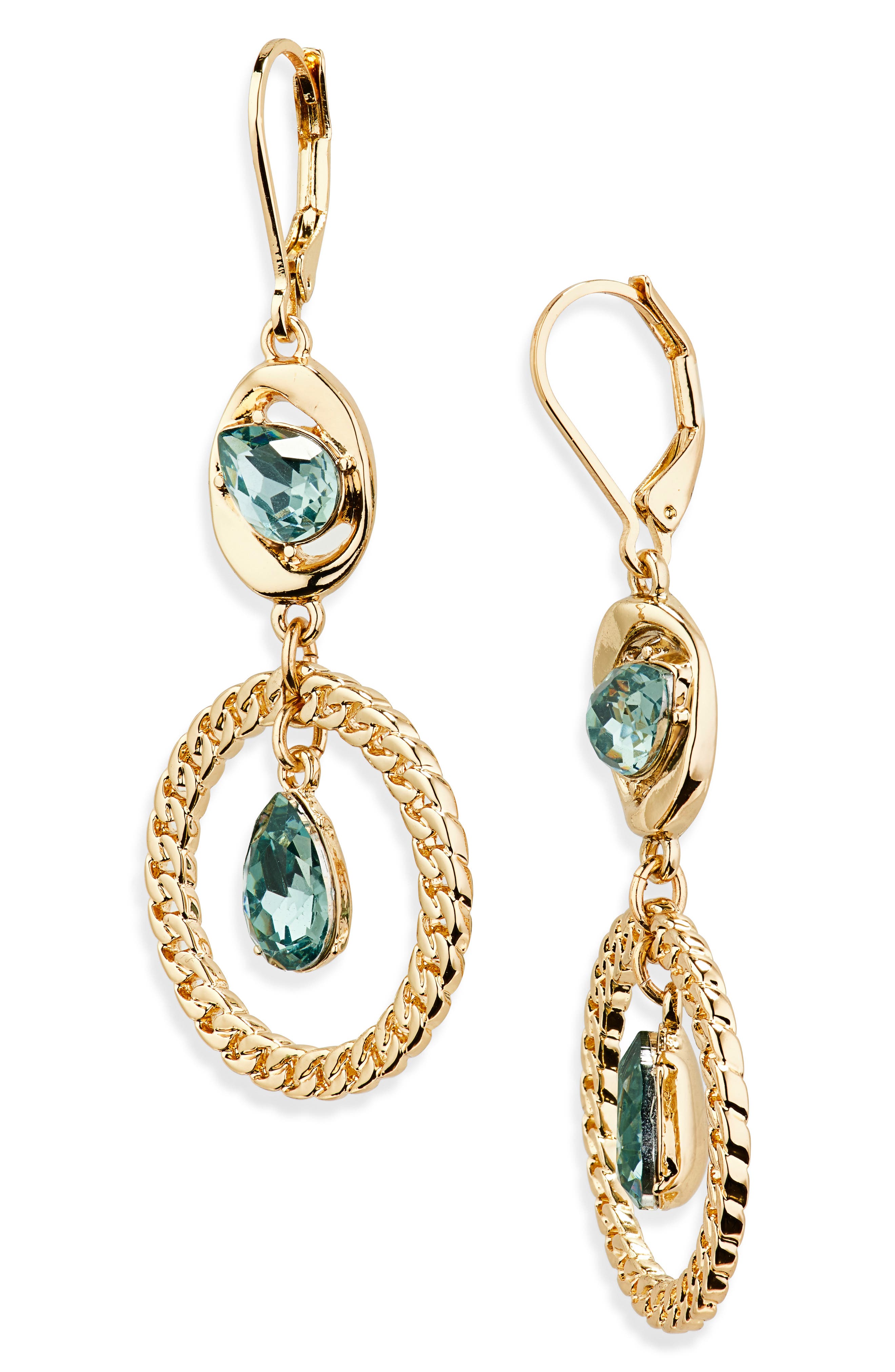 KARL LAGERFELD Crystal Curb Chain Double Drop Earrings (Women ...