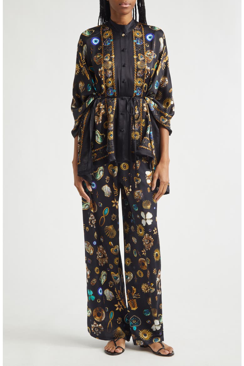 Amulets & Alchemy Print Wide Leg Silk Satin Pants, Alternate, color, AMULETS AND ALCHEMY