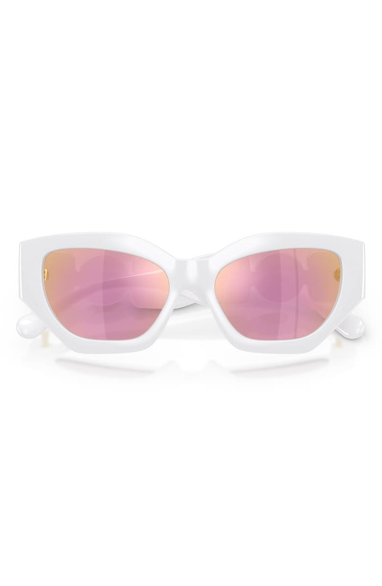 Versace Kids' 48mm Irregular Sunglasses, Alternate, color, White / Pink Mirror Rose Gold