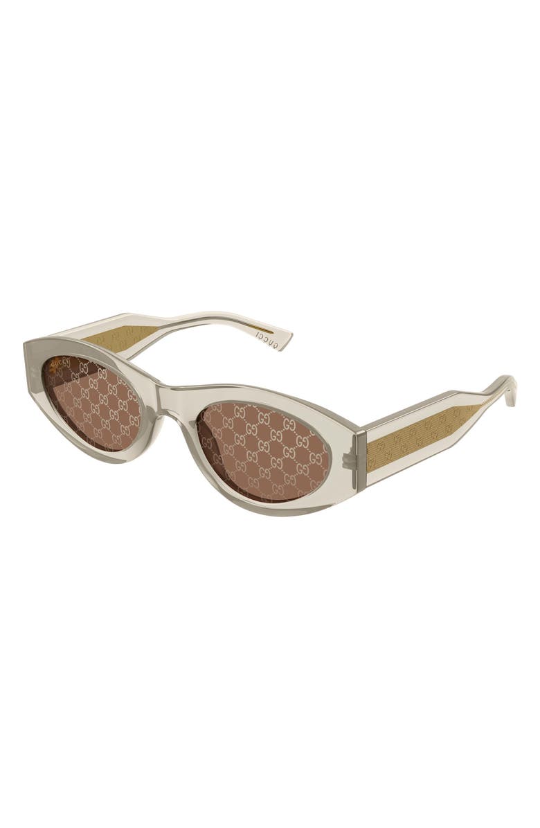 Gucci 52mm Oval Sunglasses, Alternate, color, Yellow