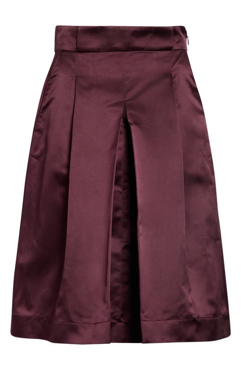 Silk Wide Midi Skirt