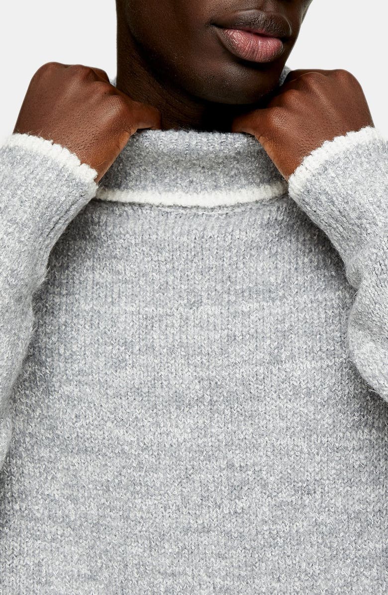 Topman Tipped Roll Neck Sweater, Alternate, color, 