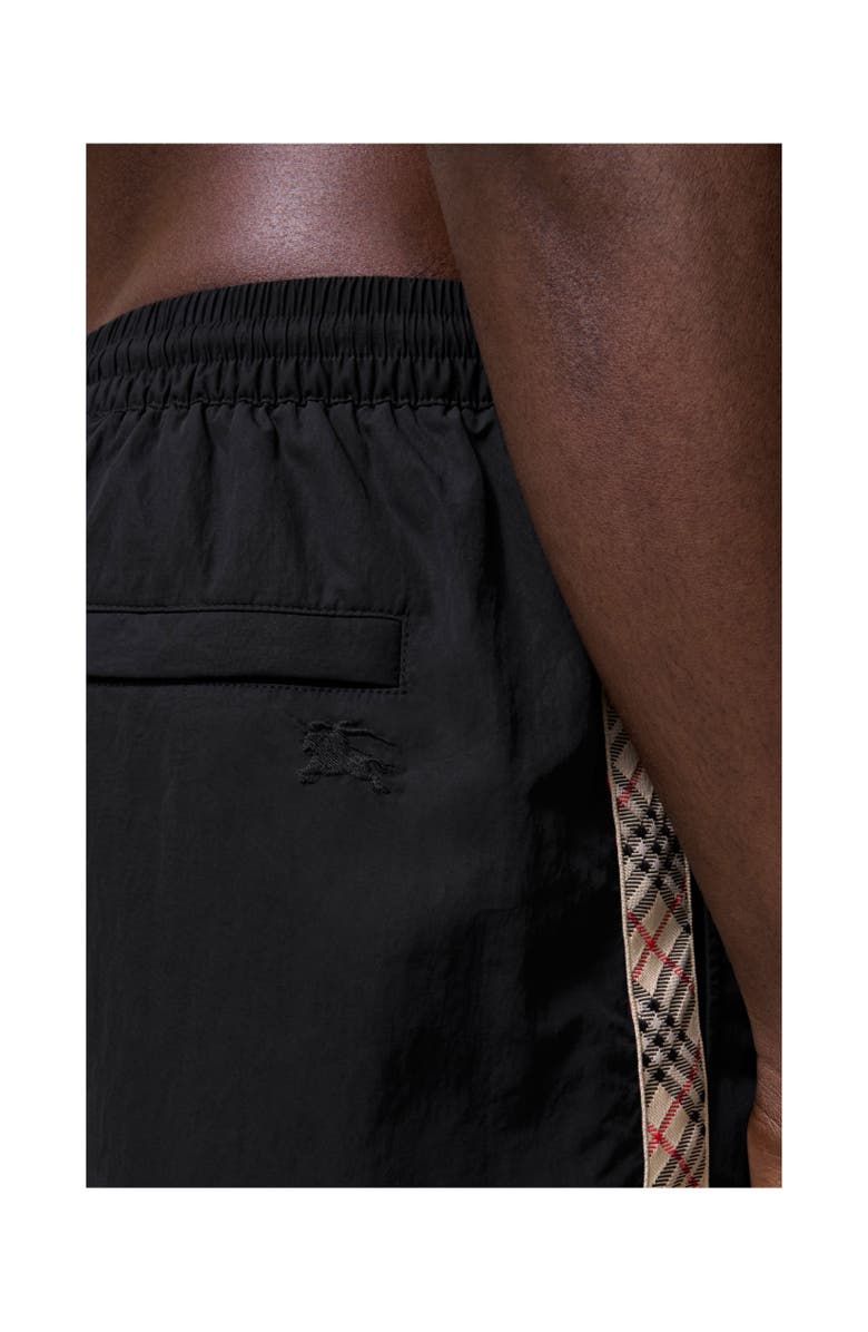 Burberry Check Trim Swim Shorts, Alternate, color, Black
