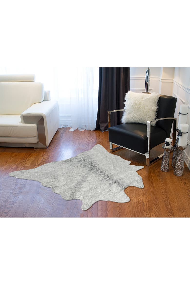 Grey Faux Cowhide Rug - 4.25 ft x 5ft, Alternate, color, GREY