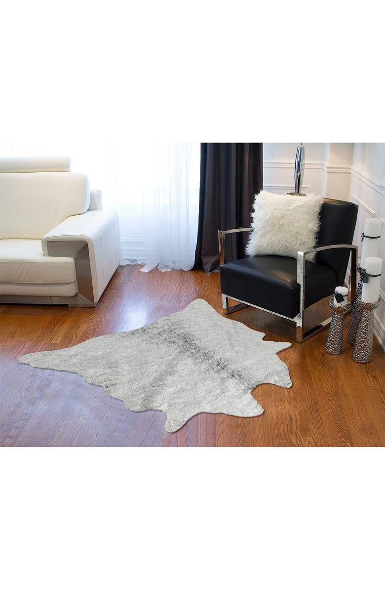 LUXE Grey Faux Cowhide Rug - 4.25 ft x 5ft, Alternate, color, 