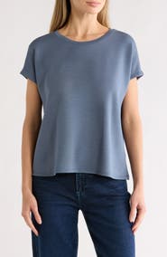 T Tahari Extended Shoulder Crewneck Scuba Knit T-Shirt