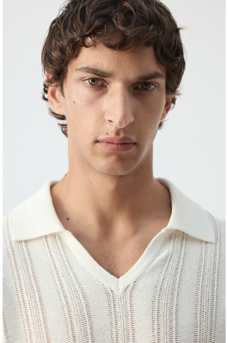 Polo Collar Sweater, Alternate, color, OFF WHITE