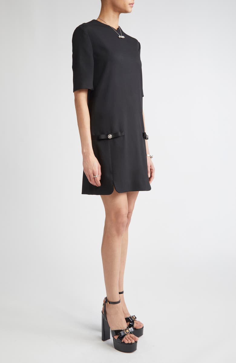 Versace Medusa Short Sleeve Shift Dress, Alternate, color, Black