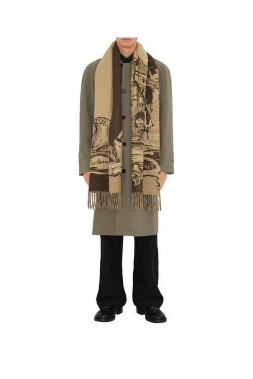 Burberry Tower Bridge Cashmere Scarf In Sand
