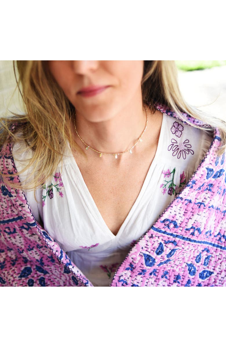 Erin McDermott Jewelry Tiny Beaded Rectangle Necklace, Alternate, color, Gold