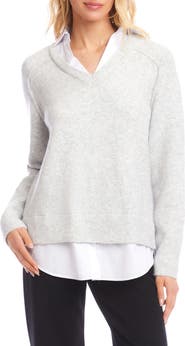 Karen Kane Mixed Media Layered Sweater