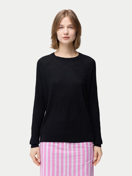 Gobi Mongolian Cashmere Silk Cashmere Textured Sweater In Black