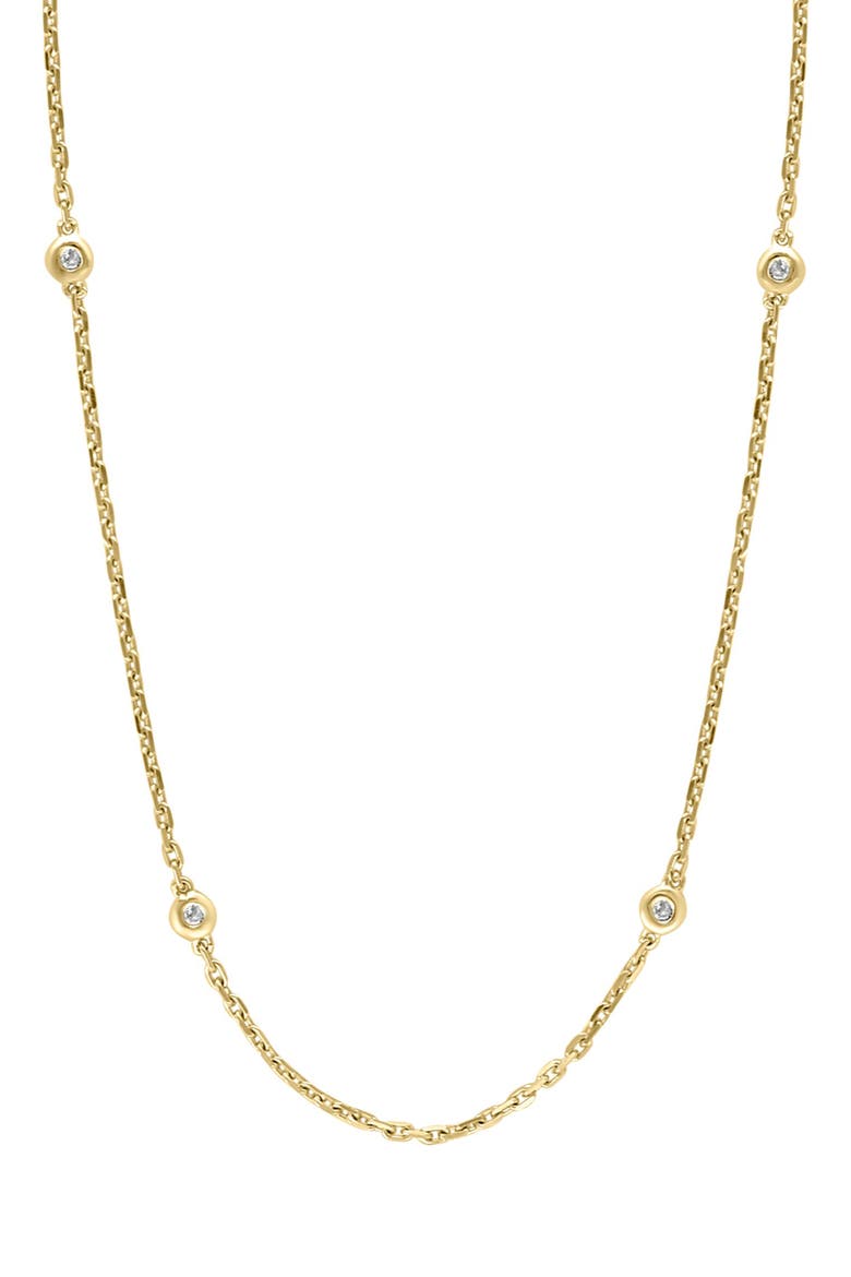 Sterling Silver Diamond Station Necklace - 0.07 ctw, Main, color, YELLOW GOLD