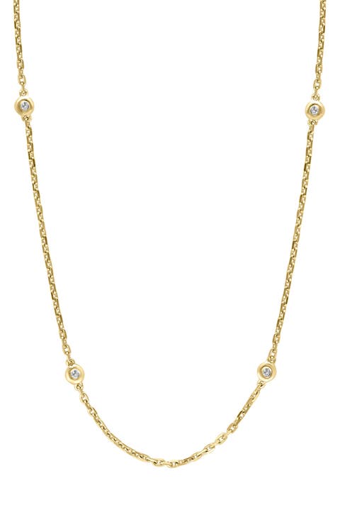 Sterling Silver Diamond Station Necklace - 0.07 ctw