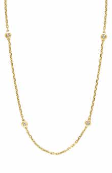 Sterling Silver Diamond Station Necklace - 0.07 ctw