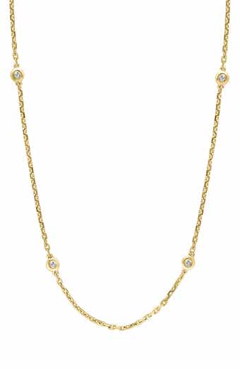 Sterling Silver Diamond Station Necklace - 0.07 ctw