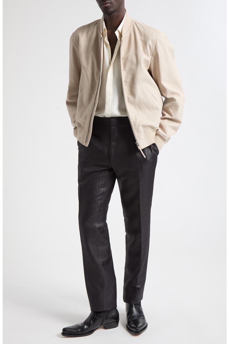 Croc Embossed Nubuck Bomber Jacket, Alternate, color, PEYOTE