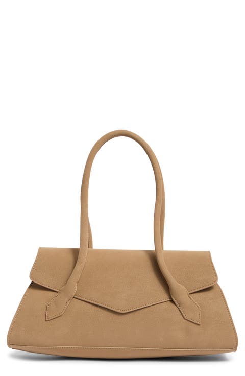 Pointed Flap Faux Leather Shoulder Bag