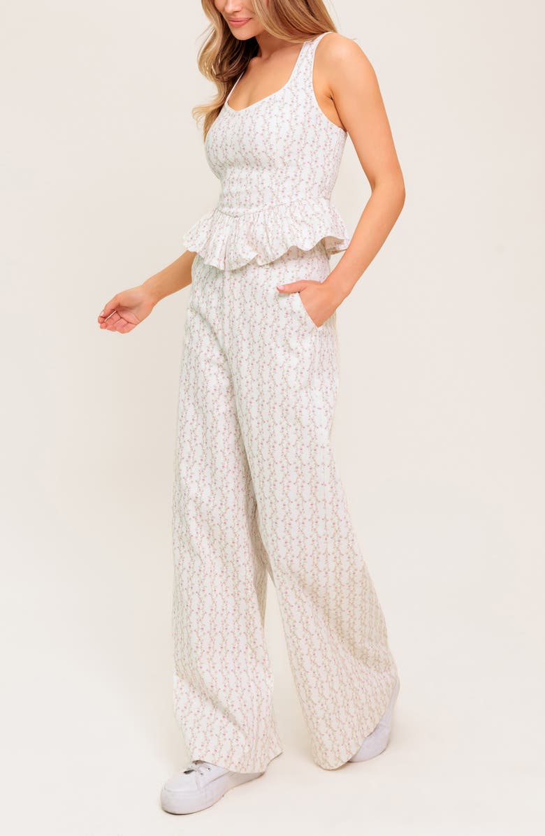 FLYING TOMATO Floral Peplum Top, Alternate, color, Ivory