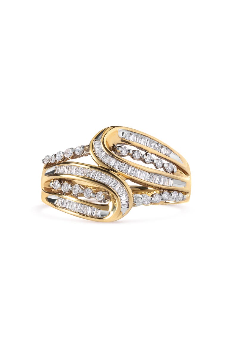10K Yellow Gold 1/2 Cttw Diamond Open Space Bypass Ring, Main, color, Yellow