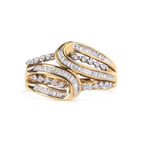 10K Yellow Gold 1/2 Cttw Diamond Open Space Bypass Ring