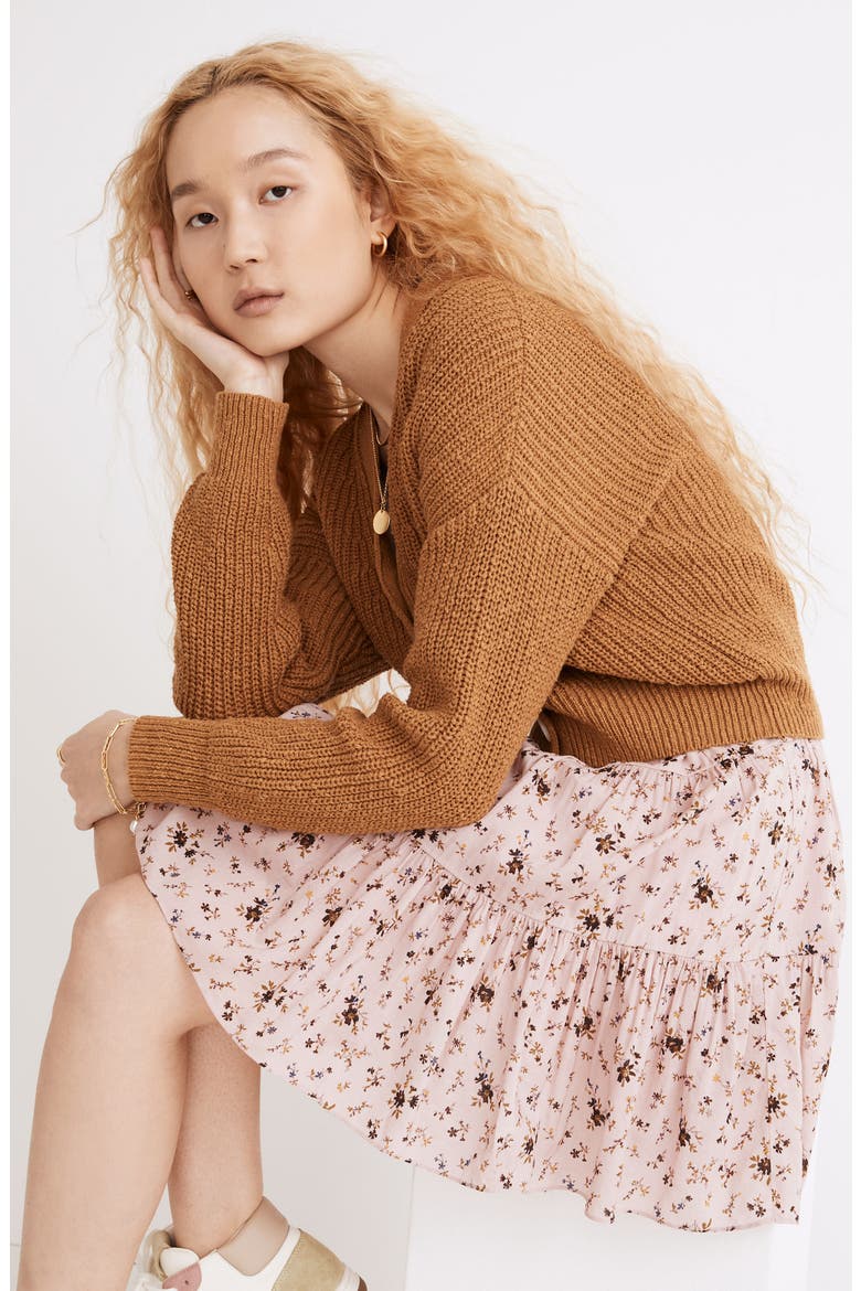 Greywood Crop Cardigan Sweater, Alternate, color, TOFFEE