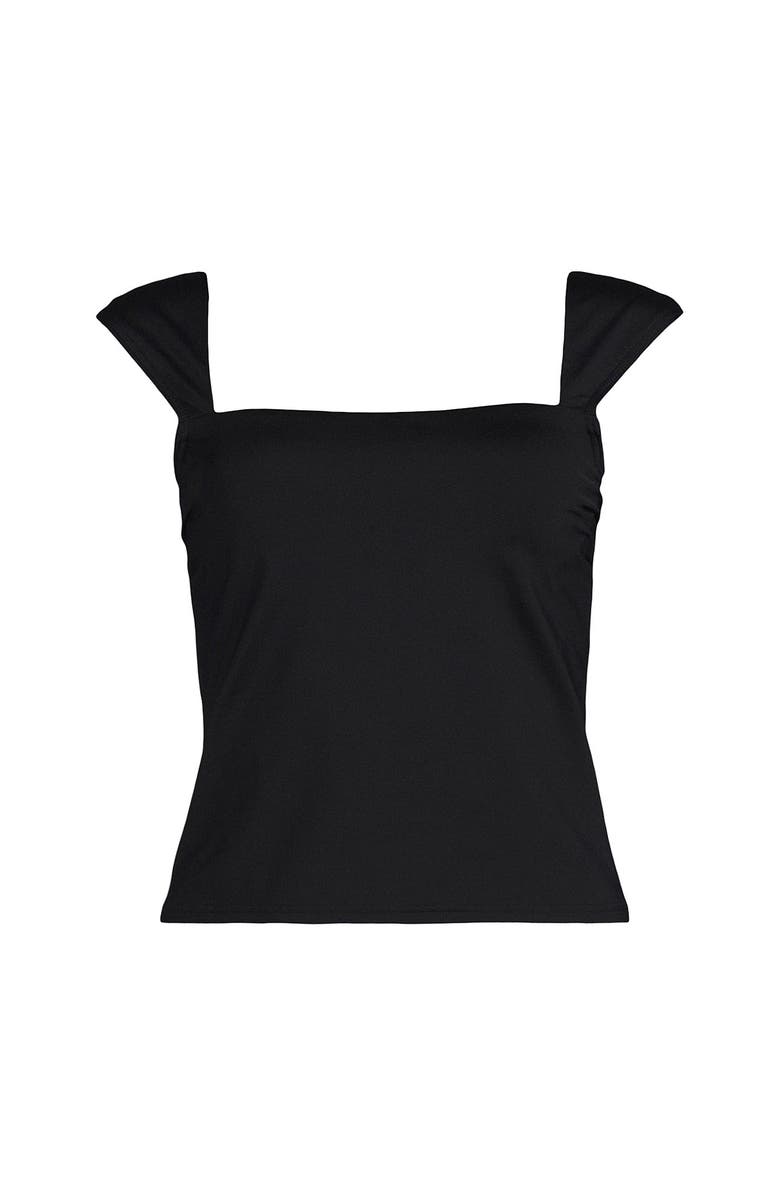 Lands' End Womens Square Neck Underwire Square Back Tankini Swimsuit Top, Alternate, color, Black