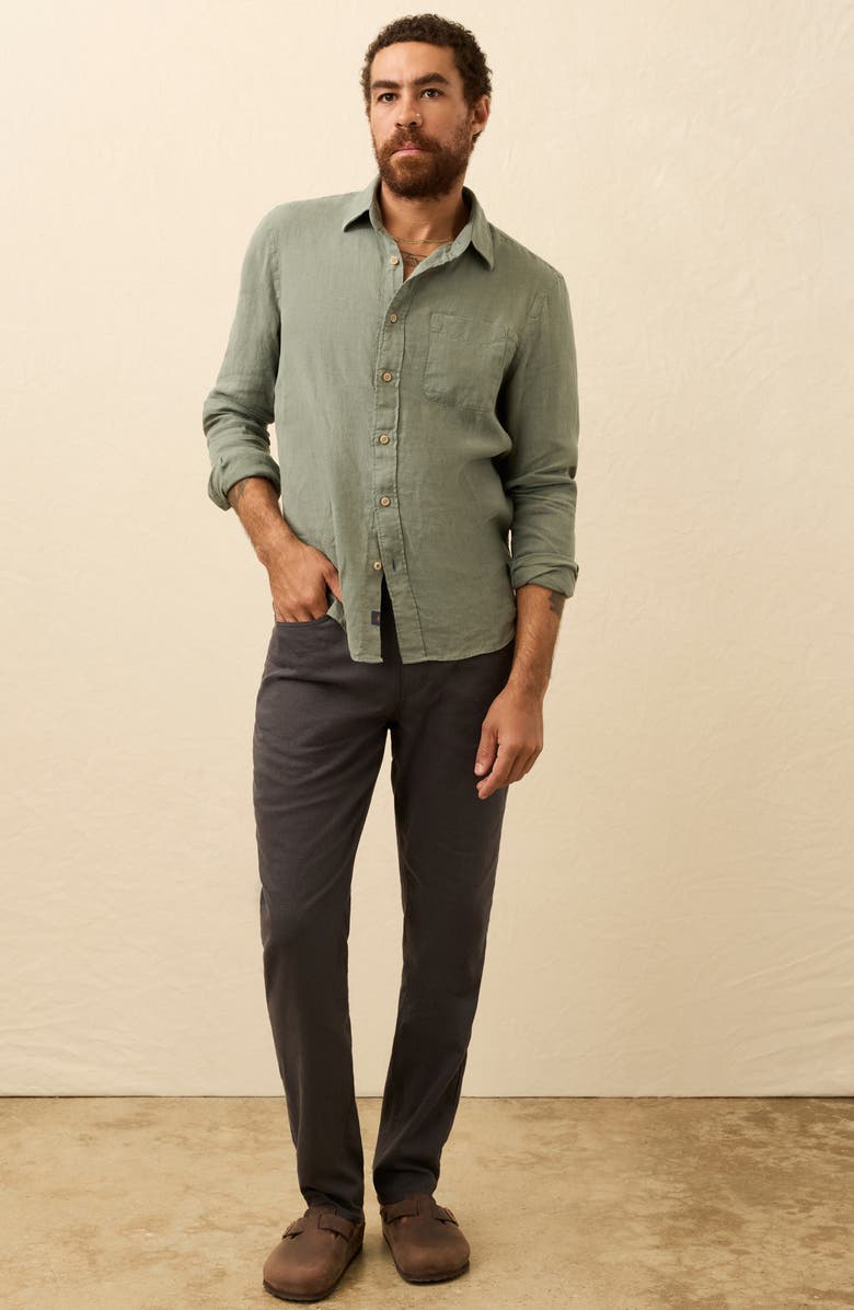 Faherty Laguna Linen Button-Up Shirt, Alternate, color, Valley Sage