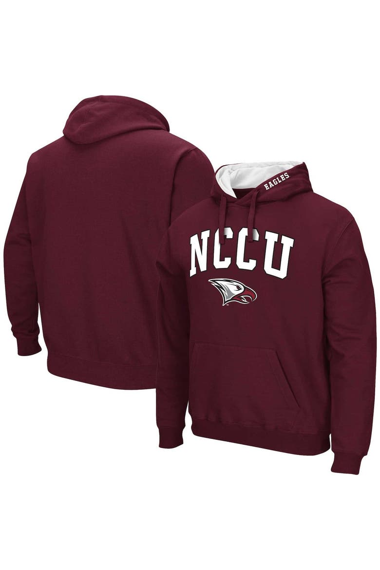 Men's Colosseum Maroon North Carolina Central Eagles Arch & Logo 3.0 Pullover Hoodie, Main, color, Maroon