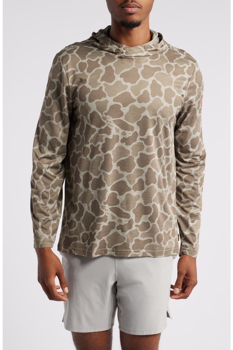 Airtex Long Sleeve Hooded Performance Top, Main, color, HEATHER TAN CAMO