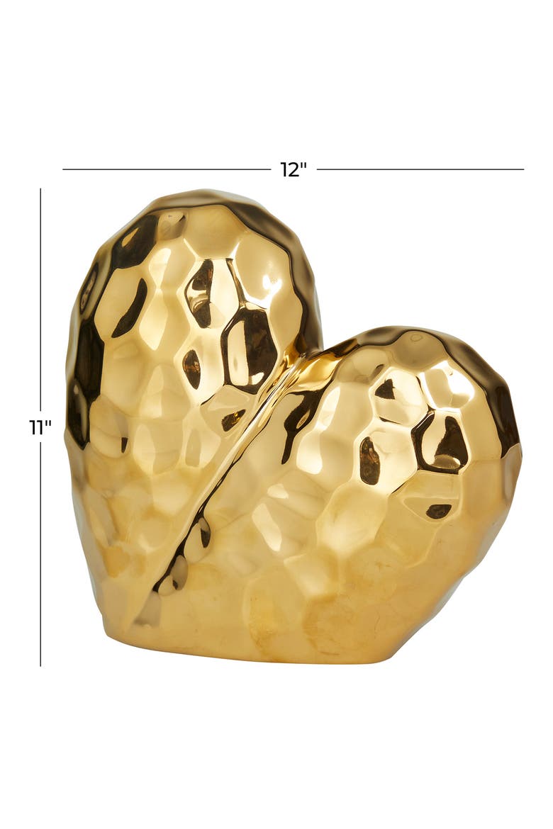 Goldtone Porcelain Heart Sculpture, Alternate, color, GOLD