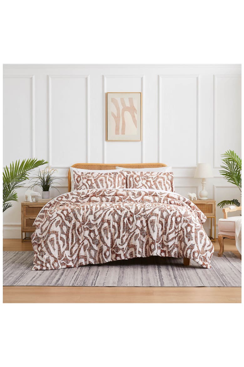 Khari Reversible Duvet & Sham Set, Alternate, color, RUST