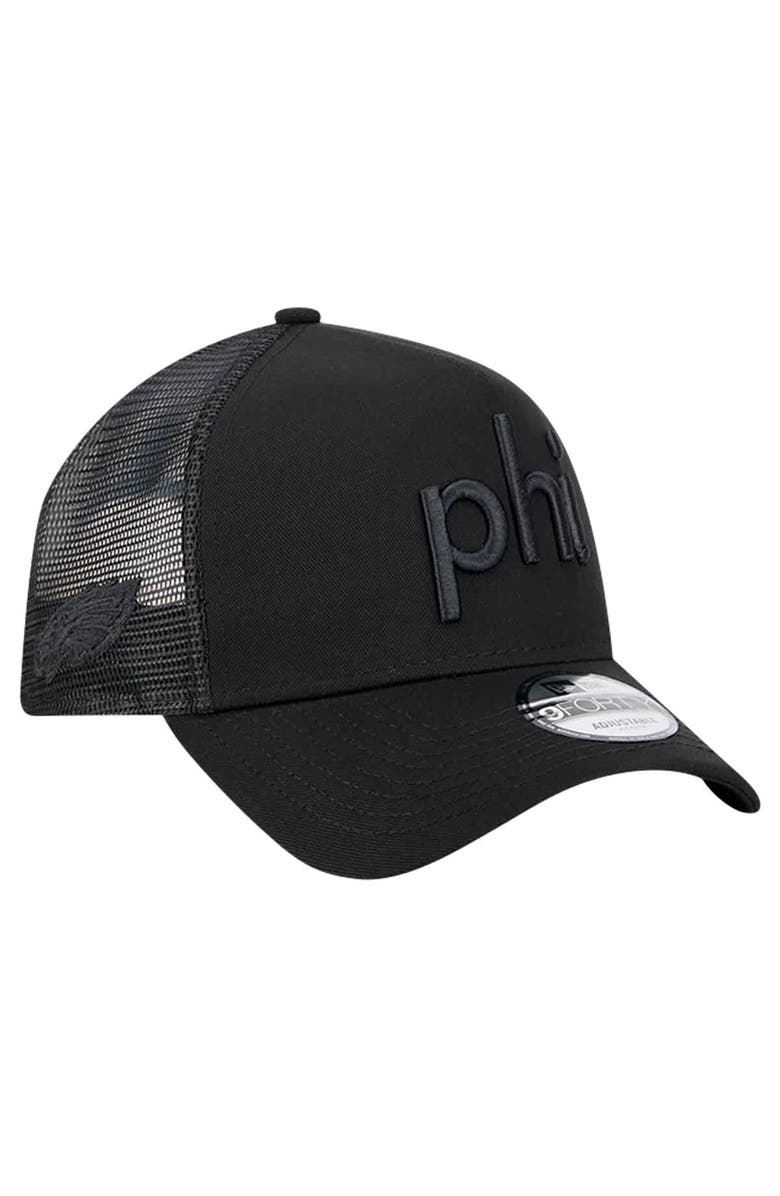 New Era Men's New Era Black Philadelphia Eagles Domain 9FORTY A-Frame Trucker Adjustable Hat, Alternate, color, Black